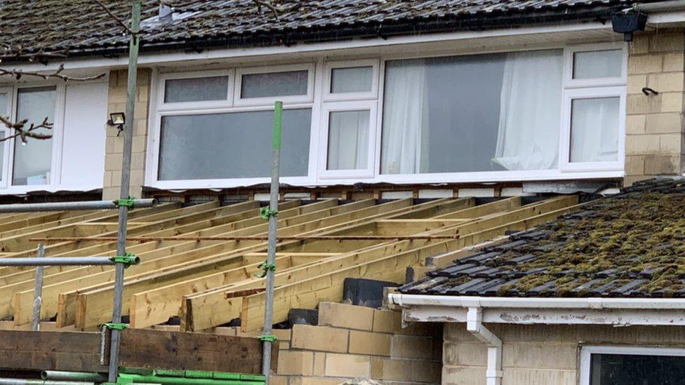 Unsecured timbers at Rik and Jo Clews house