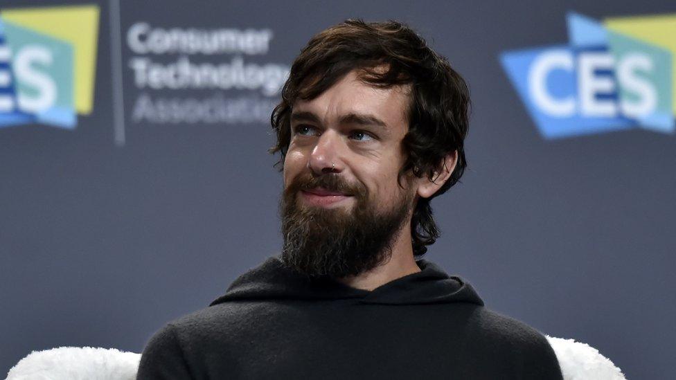 Twitter CEO Jack Dorsey speaks during a press event at CES 2019 at the Aria Resort ^ Casino on January 9, 2019 in Las Vegas, Nevada