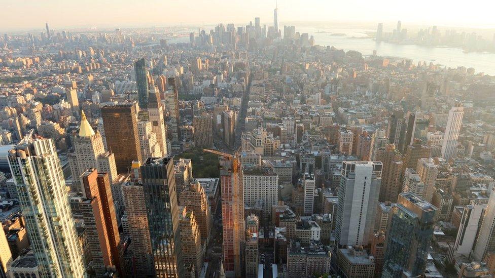 262 Fifth Avenue, a 54-floor residential skyscraper continues to rise in front of the Flatiron Building seen from the 86th floor of the Empire State Building on September 6, 2023, in New York City.