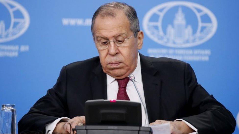 Russian Foreign Minister Sergei Lavrov at a news conference in Moscow. Photo: 16 January 2019