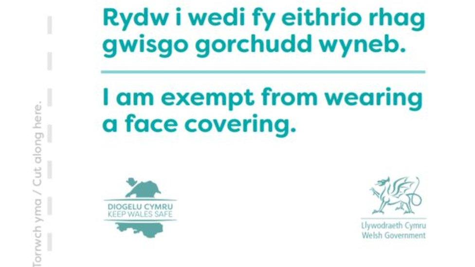 A picture of a Welsh Government exemption card