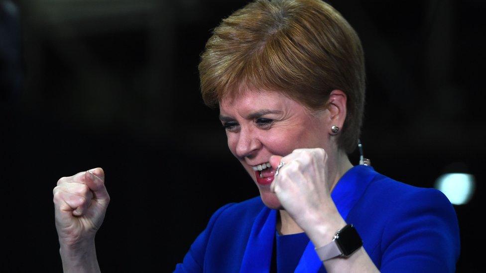 Nicola Sturgeon celebrates