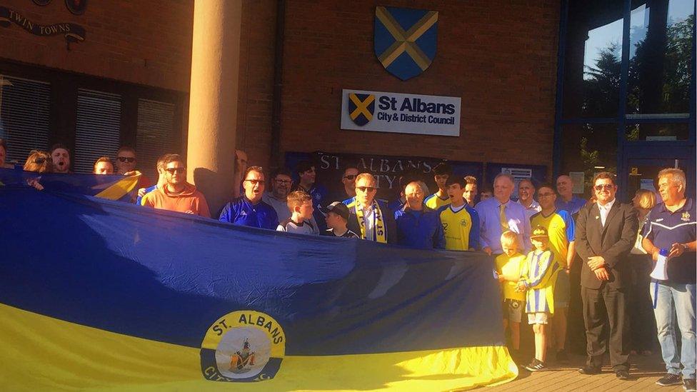 St Albans City FC supporters protested outside the planning meeting