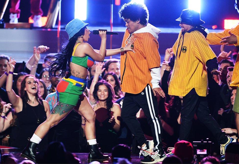 Cardi B and Bruno Mars performed together at the Grammy Awards