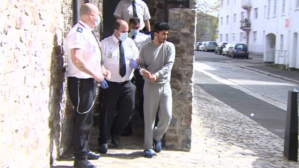 Meeraz Bachu leaving Plymouth Magistrates Court on Saturday