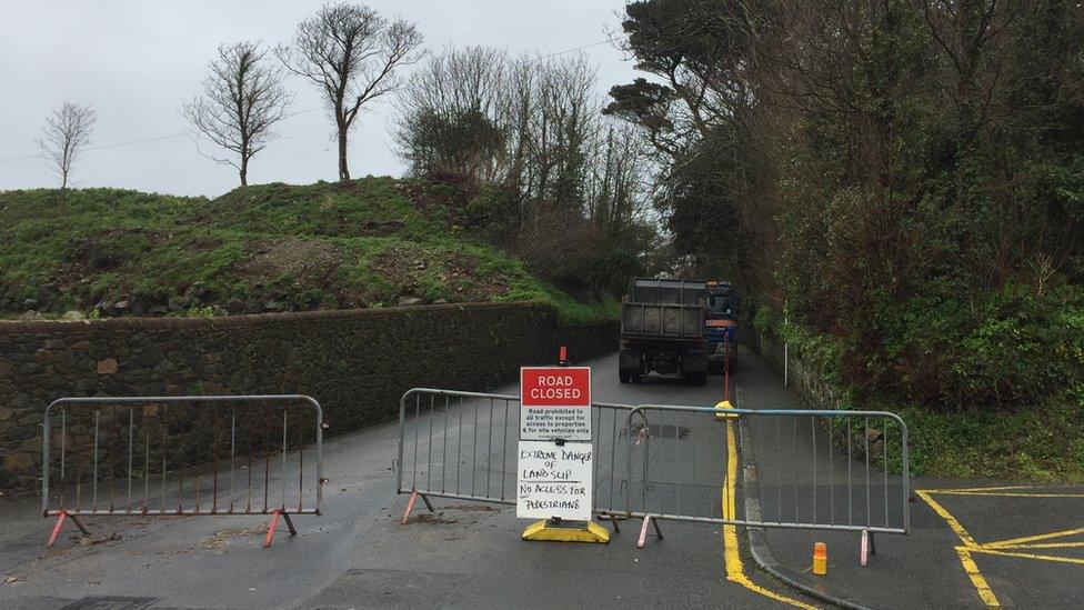 Road closure due to landslip