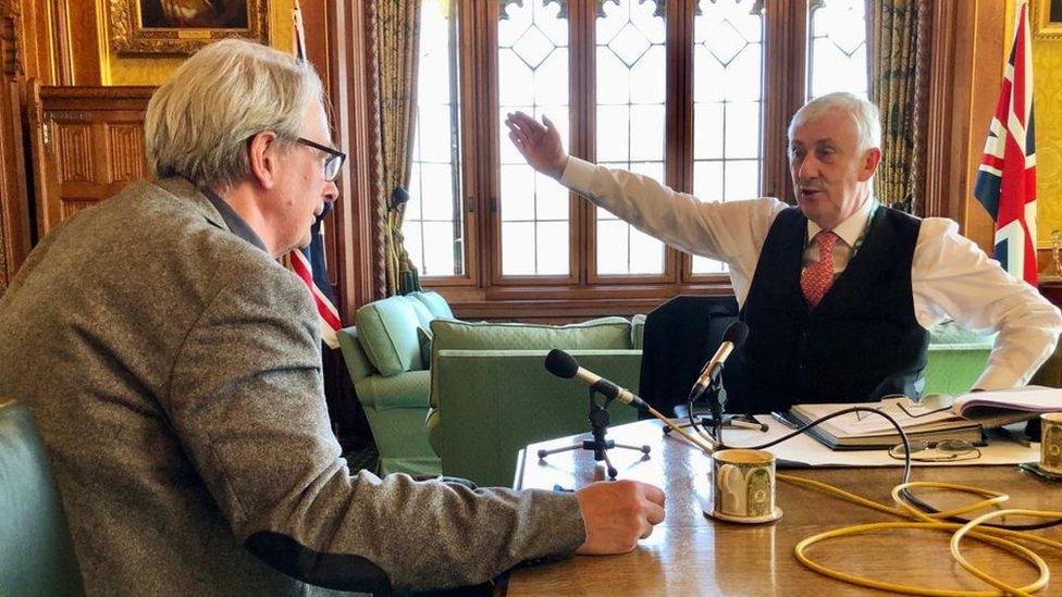 Mark D'Arcy and Sir Lindsay Hoyle in the Speaker's House