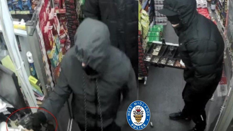 CCTV images show Richings holding a hand gun and Negrobar with a till drawer