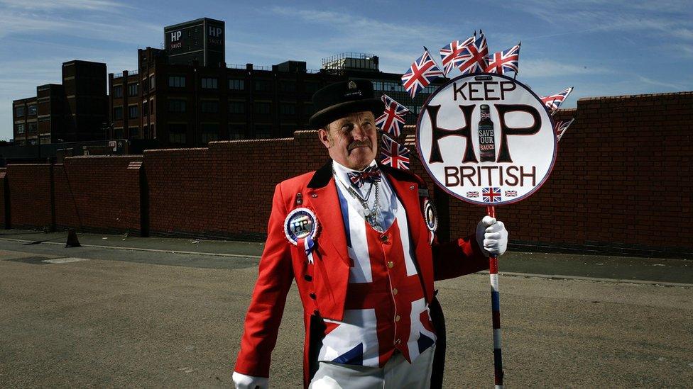 Protester Ray Egan at the HP Sauce factory