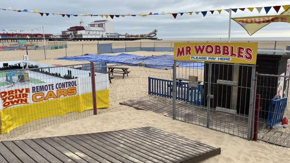 One of the out-of-operation bouncy castle sites in Great Yarmouth