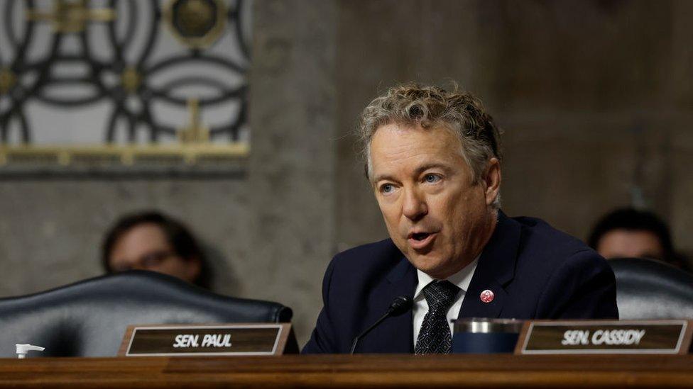 Rand Paul sits during a senate hearing