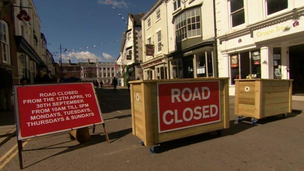 Road closure signs