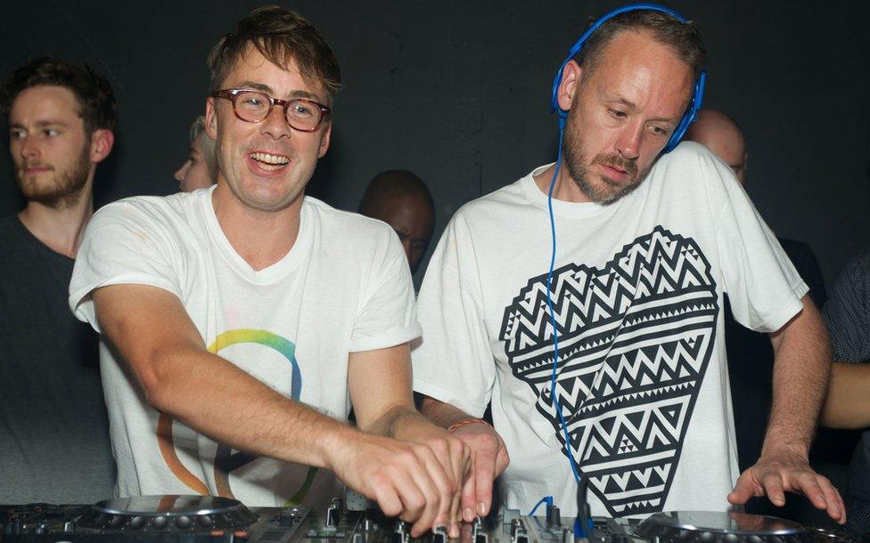 Electronic dance music duo Basement Jaxx performing in the US in 2014