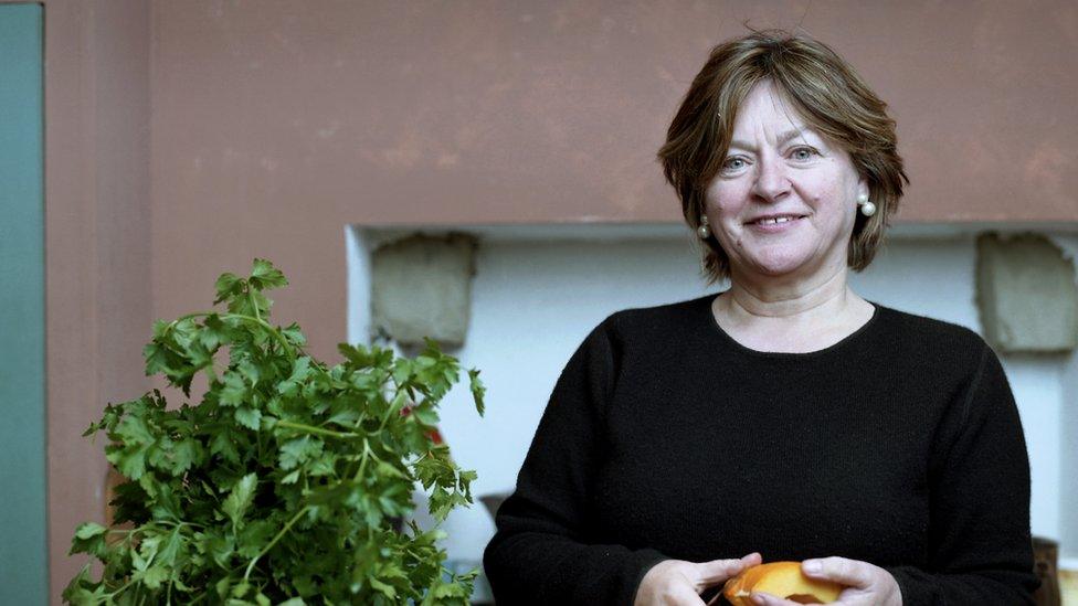 BBC Radio 4 presenter Sheila Dillon standing in a kitchen