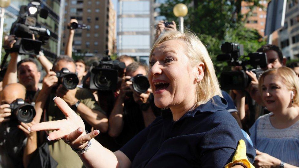 Inés Madrigal outside court in Madrid on 26 June