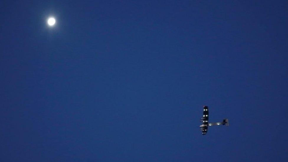 Solar Impulse 2 prepares to land at San Pablo airport in Seville, Spain. Photo: 23 June 2016