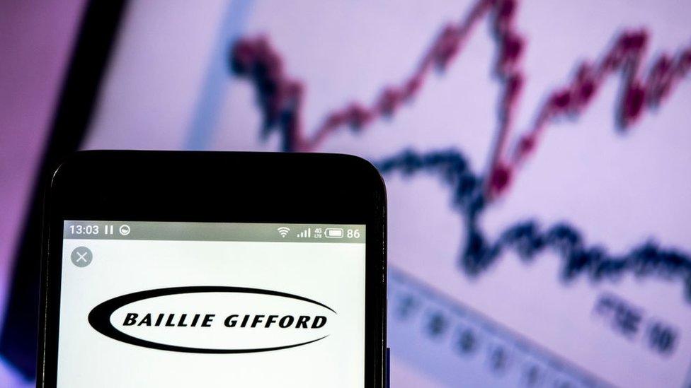 Baillie Gifford logo on smartphone