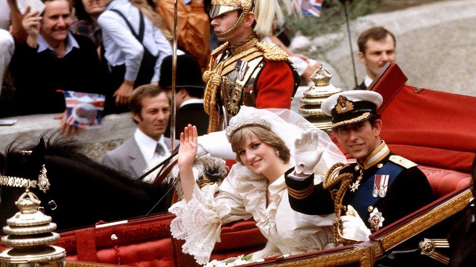 Prince Charles and Diana, Princess of Wales, on their wedding day in 1981