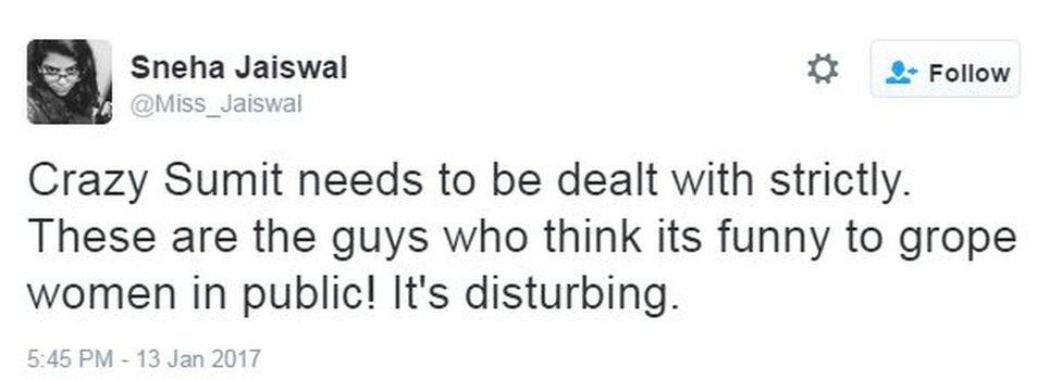 Crazy Sumit needs to be dealt with strictly. These are the guys who think its funny to grope women in public! It's disturbing.