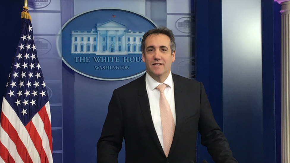 Michael Cohen at the White House after his meeting with Donald Trump in the Oval Office