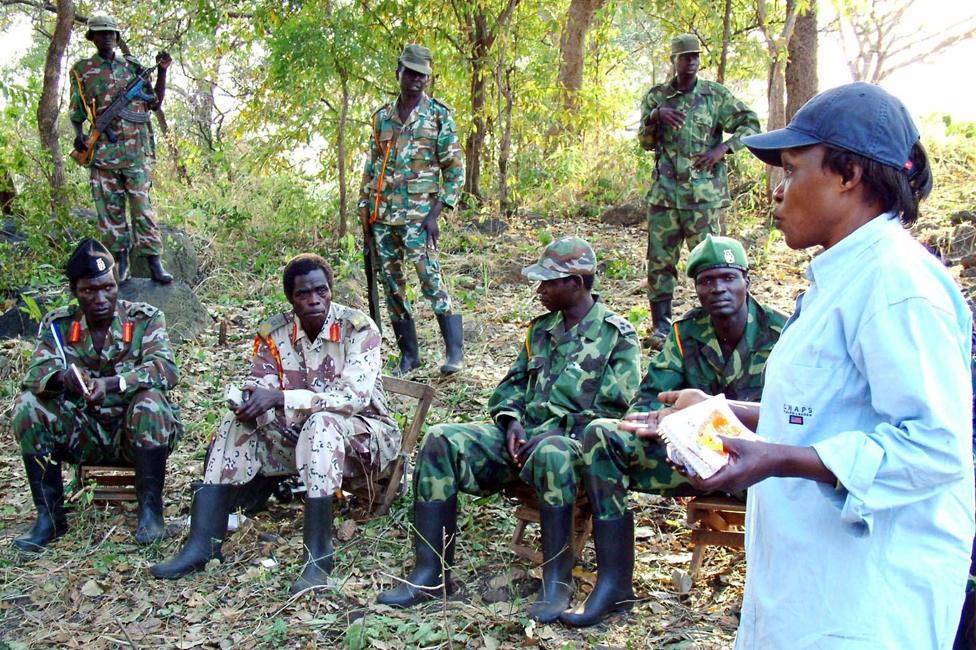 Betty Bigombe holding talks with the LRA in northern Uganda, December 2004