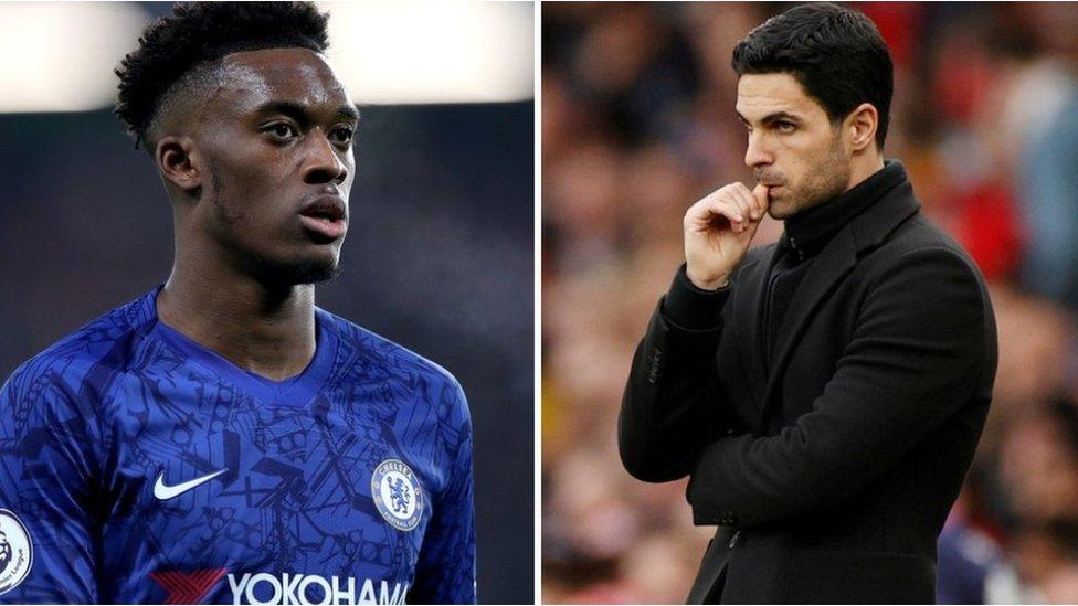 Callum Hudson-Odoi and Mikel Arteta