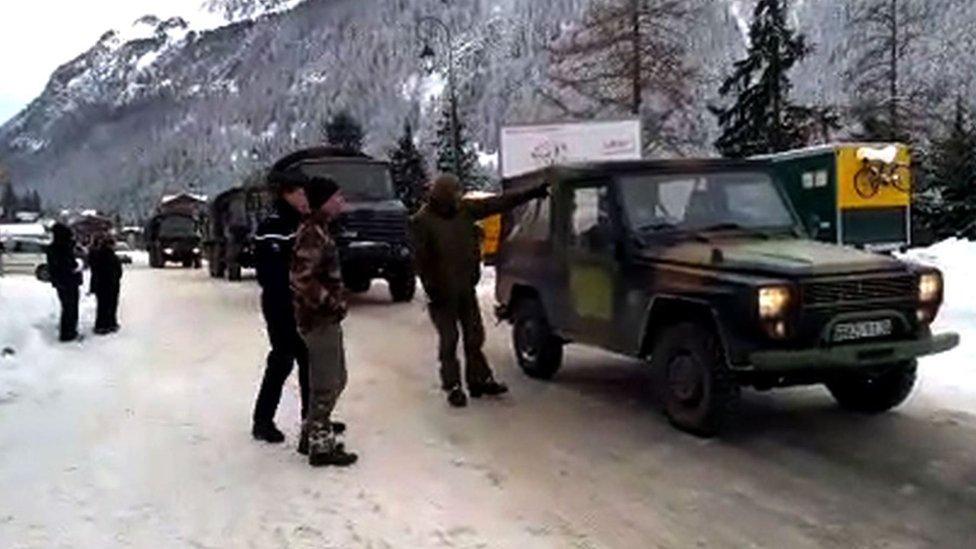 French troops near the site of the accident