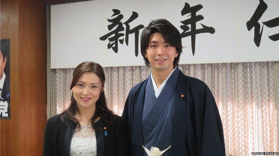 LDP lawmakers Megumi Kaneko and Kensuke Miyazaki