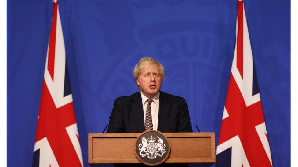 UK PM Boris Johnson at Tuesday's press conference