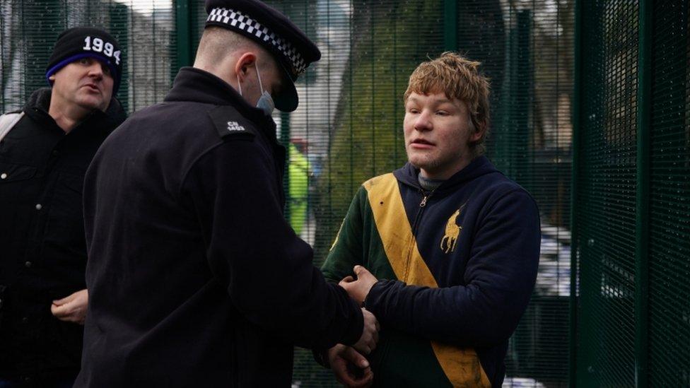 HS2 protester handcuffed