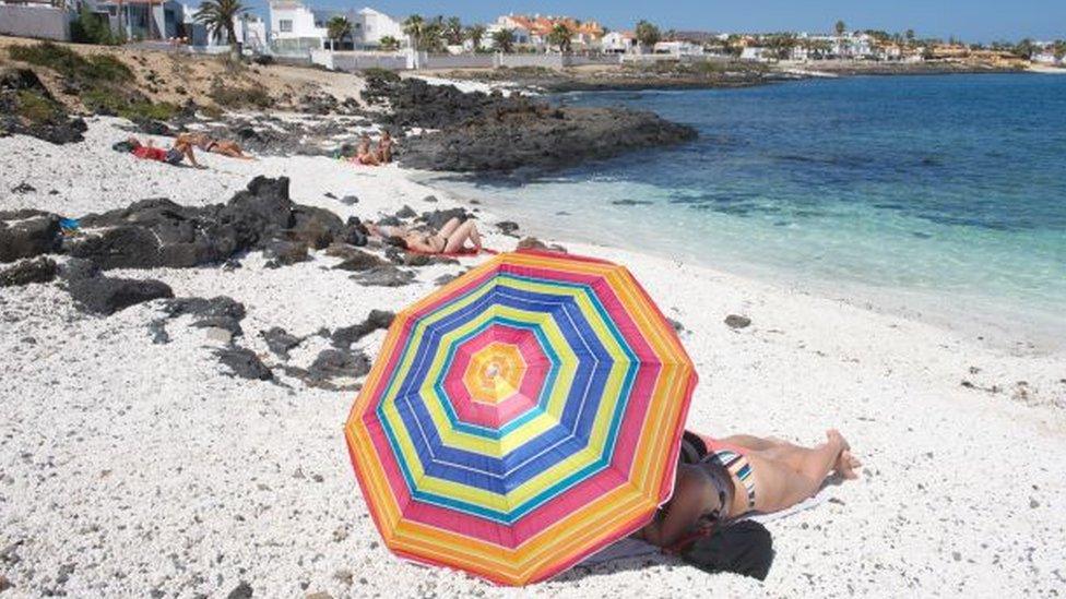 Tourists on Fuerteventura beach (file pic)