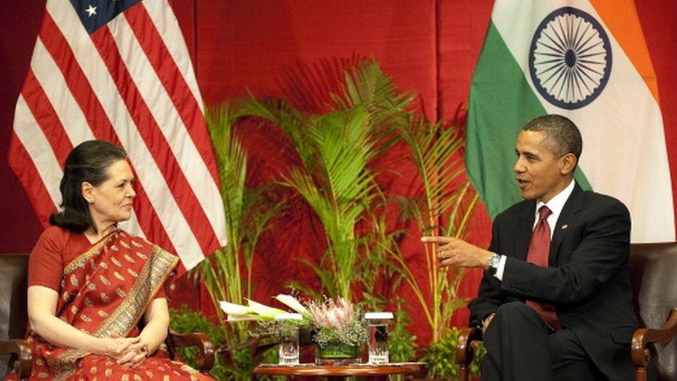 Barack Obama with Sonia Gandhi, 2010