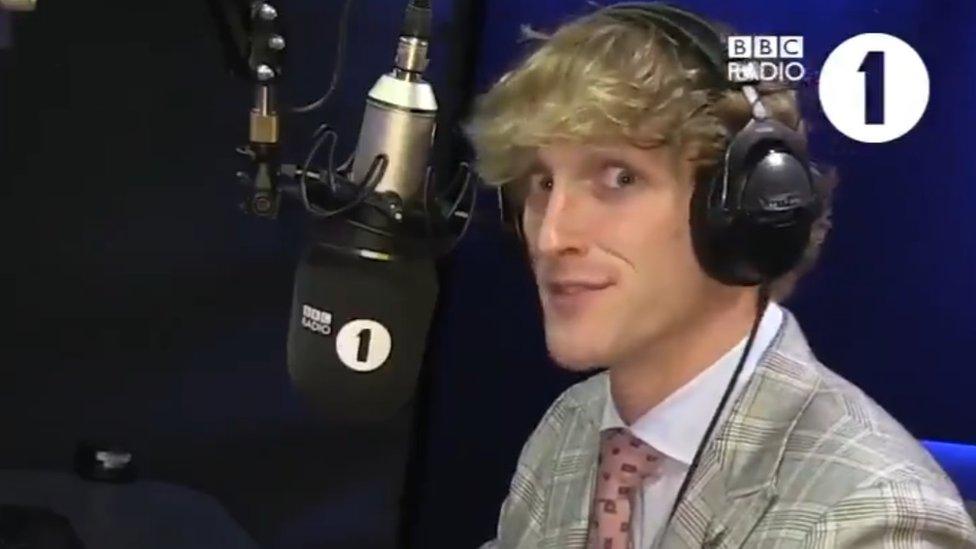 Logan Paul in the Radio 1 studio