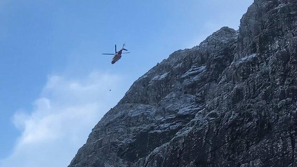 Helicopter during the rescue effort