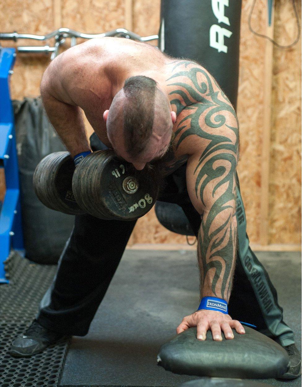 Mikey Lane training in his gym