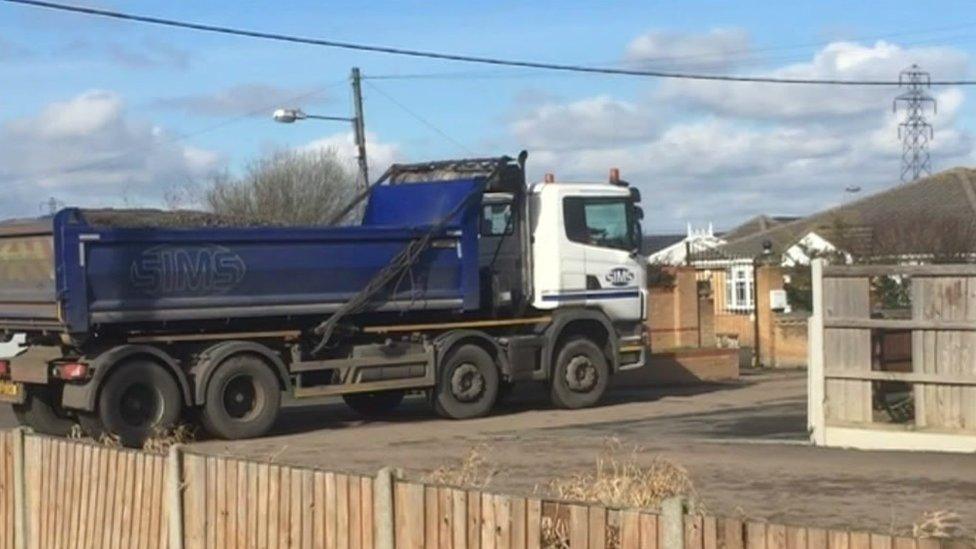 Lorry arriving at Hovefield, Essex