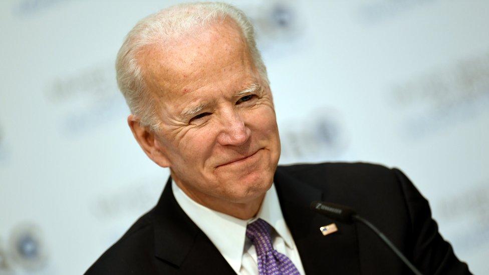 Former U.S. Vice President Joe Biden reacts during the annual Munich Security Conference in Munich