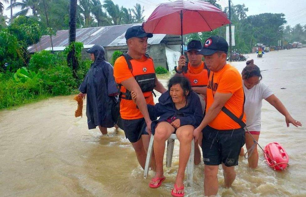 A coastguard rescue in Hilongos, Leyte, 29 Oct 22