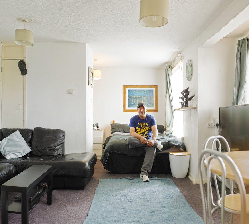 Chris in his flat