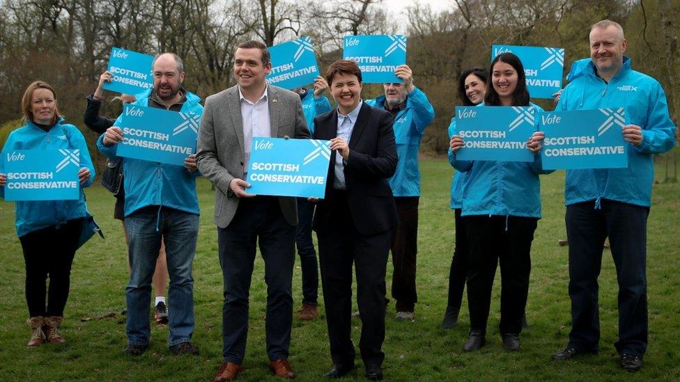 Douglas Ross and Ruth Davidson campaigning