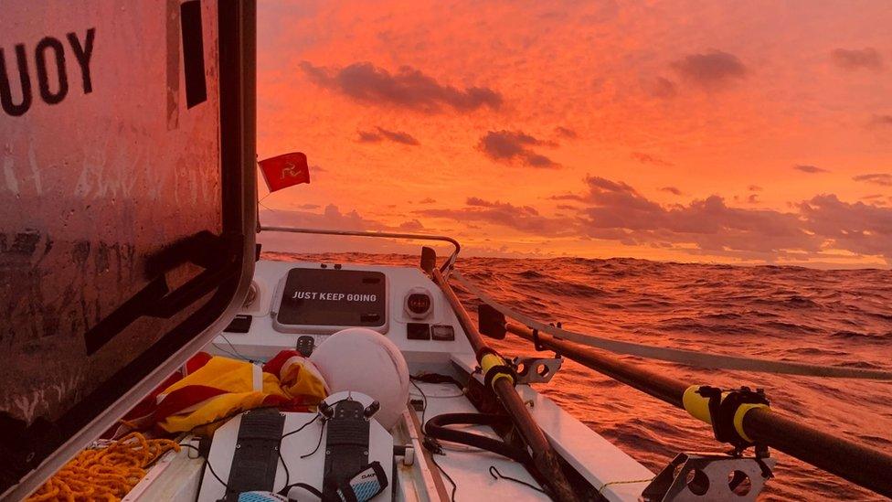 View of a sunset from the boat