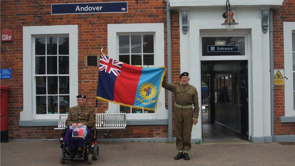 Roy Hunt (right) and Michael Homer outside Andover train station