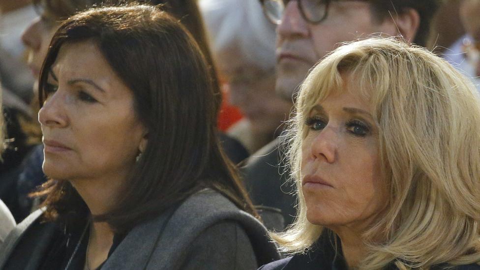 Paris Mayor Anne Hidalgo and wife of the French president, Brigitte Macron