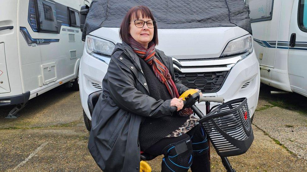 Nicola Davis on her mobility scooter