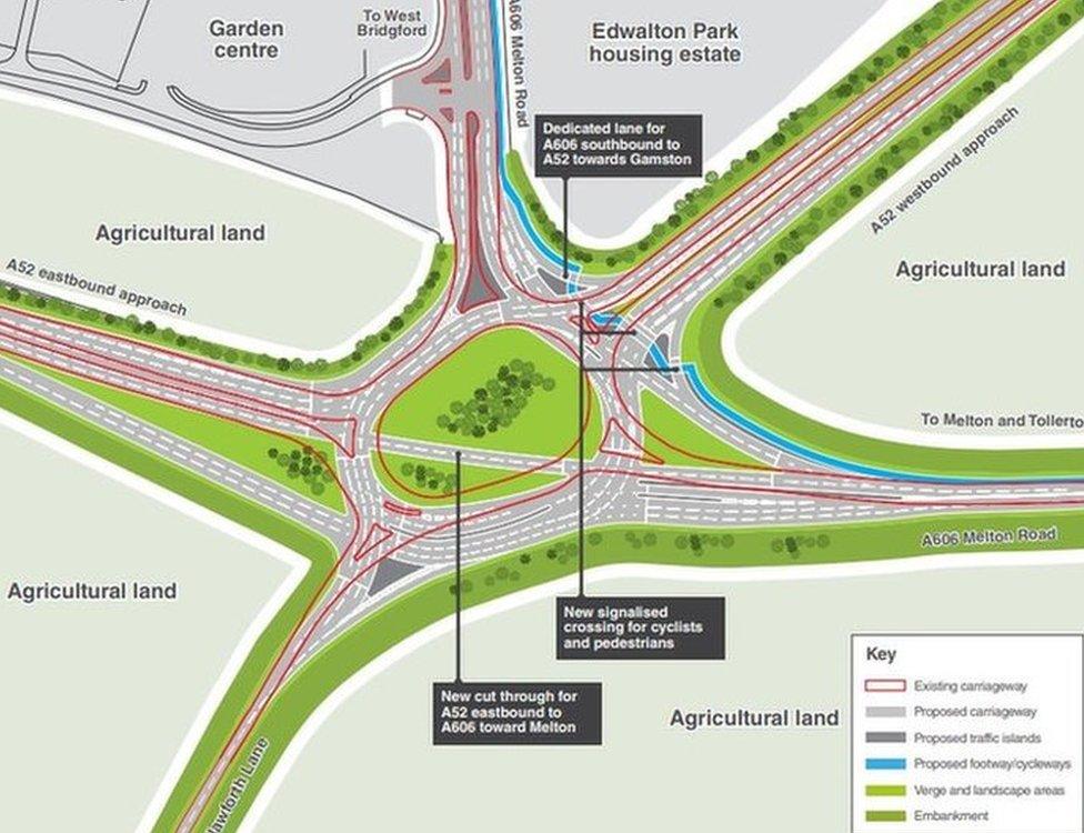 Plans showing the improvements to Wheatcroft Island