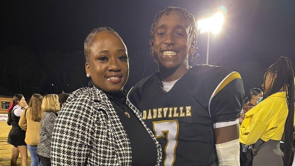 Phil Dowdell and his mother at a football game