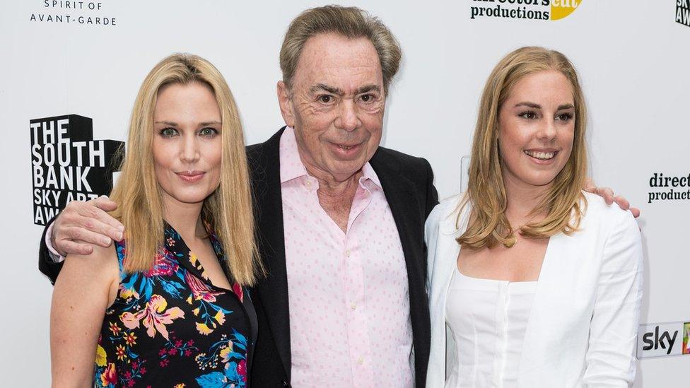 Lord Andrew Lloyd Webber with Imogen Lloyd Webber (left) and Isabella Aurora Lloyd Webber attend The Southbank Sky Arts Awards 2017