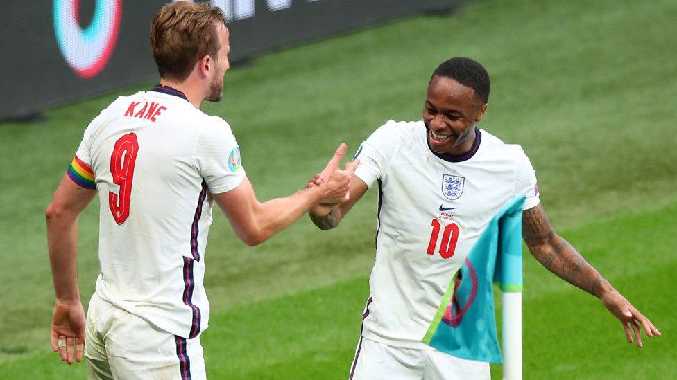 Sterling and Kane celebrate