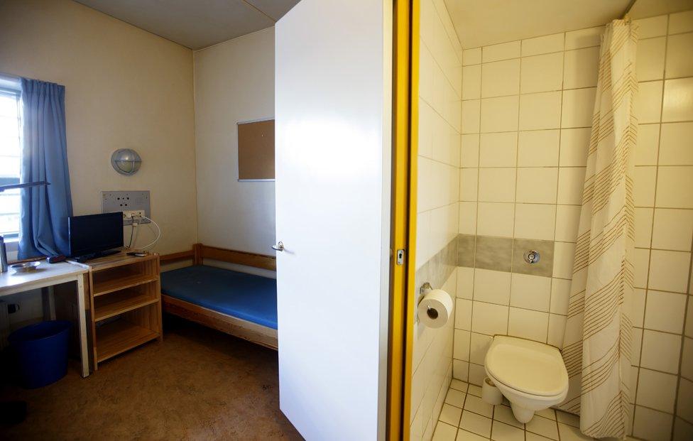 A cell at Skien prison, where Anders Breivik has been serving his sentence since 2013