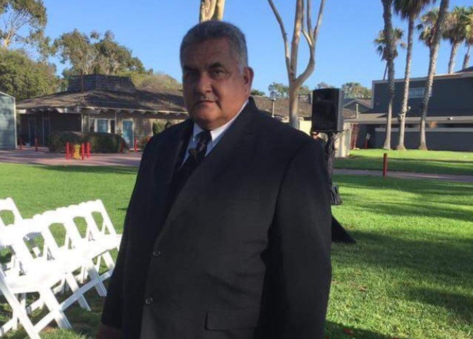 Gary Connolly, 60, officiating his cousin's son's wedding on the Campo Indian Reservation, California